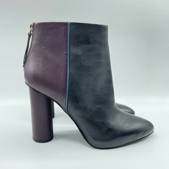 Cabi Bisset Boots Leather Two Tone High Heel Ankle - Picture 3 of 5